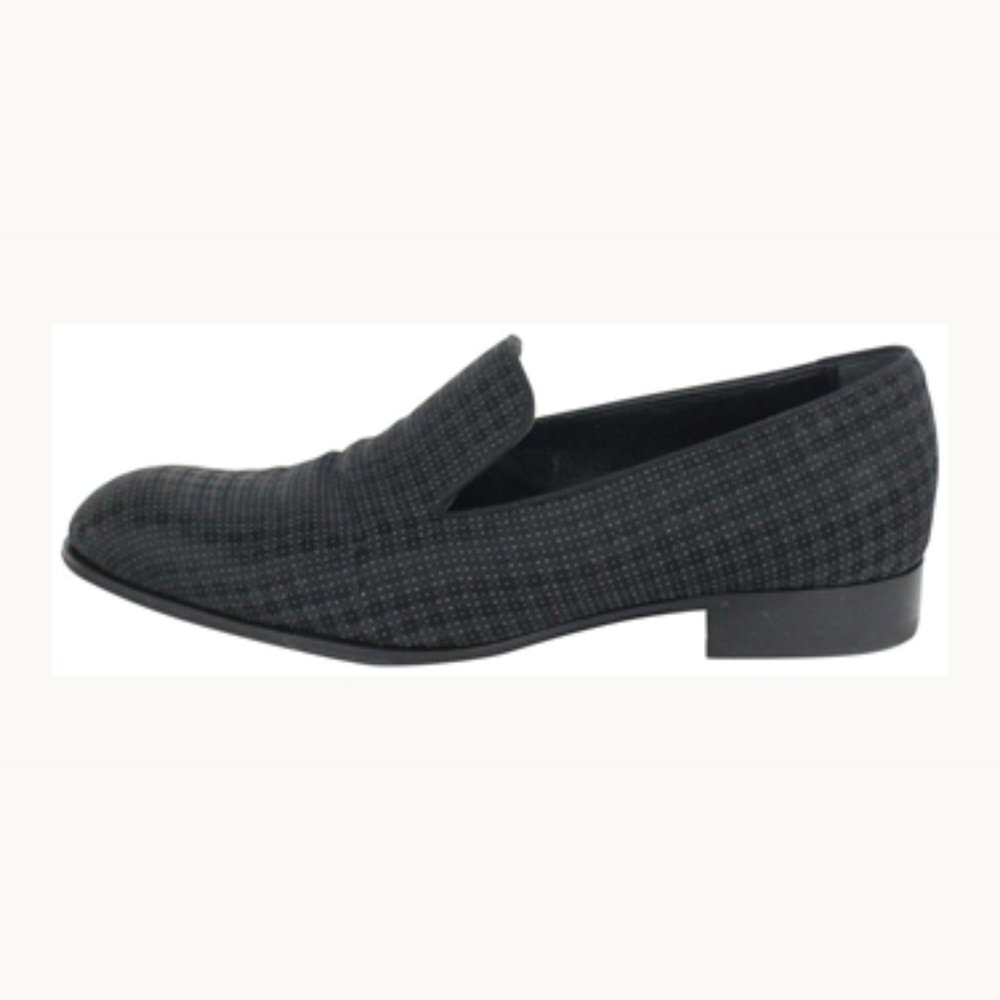 Louis Vuitton Mens US 9 Black Damier Sparkle Slip On Loafer Dress Shoe 1LV3L17